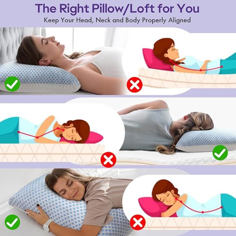 Oeko-Tex Shredded Memory Foam Cooling Pillow for Side Back and Stomach Sleeper